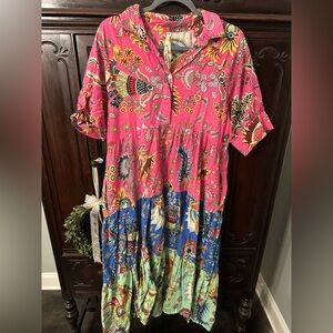 Uncle Frank Pink and Blue Floral Maxi Dress